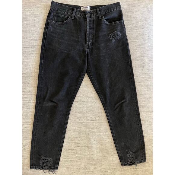 AGOLDE Jamie High Rise Distressed Black Jeans in Plume Size 29 - Picture 4 of 7